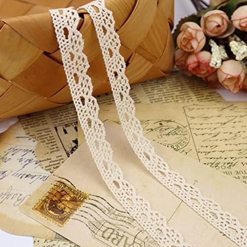 Beige Lace Ribbon 30 Yards Crochet Lace Trim Cotton Sewing for Crafts, Gift Package Wrapping, Bridal Wedding Decoration, Scrapbooking Supplies
