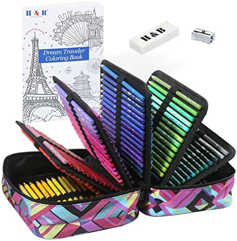 H & B 180 Colored Pencils Set, Art Pencil Kit for Adult Coloring,Oil Based Soft Core, Ideal for Coloring Sketching Shading,H & BArt Set for Teens Beginner Wooden Color Pencils