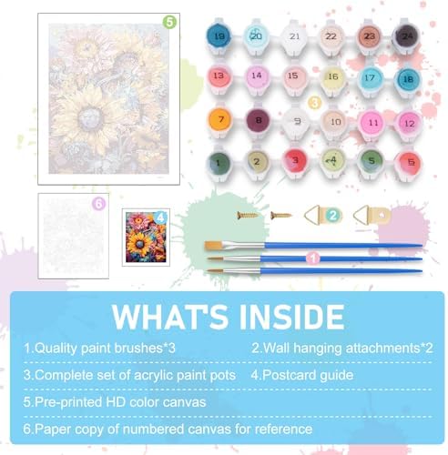 Paint by Numbers Kit for Adults, Sunflower DIY Acrylic Canvas Painting Set