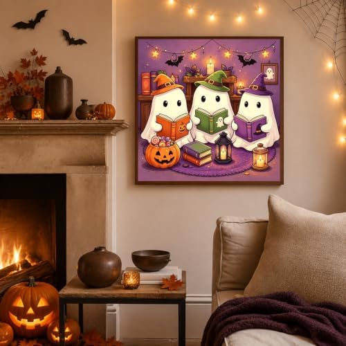 Mandun Halloween Ghost Paint by Numbers Kit for Kids, 8x8 inch