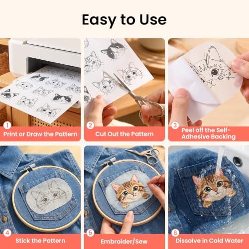 Poolin Printable Water Soluble Stabilizer for Embroidery, 8.5 x 11 Inch