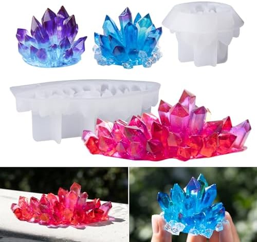 LET'S RESIN Crystal Cluster Resin Molds, Large and Small Size Crystal Shape Silicone Molds for Resin, Quartz Epoxy Resin Molds for Resin Crafts, DIY Crystal Heal Stone, Home Craft Decor