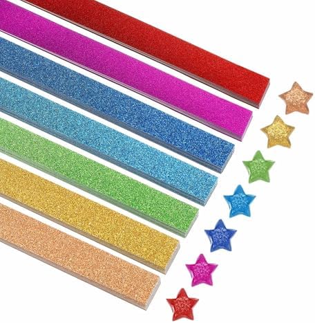 MECCANIXITY 200 Sheets Origami Paper Glitter Stars Papers Mixed Color Fold Paper for Beginner Arts Crafts Projects,0.4 x 8.7 Inch
