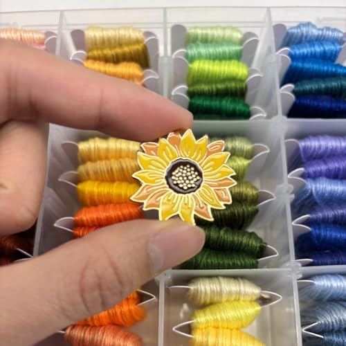 Needle Minder for Keeping Sewing & Embroidery Needles – Magnetic Needlepoint Holder, Cross Stitch Supplies – Secure & Decorative Needle Minders for Stitching & Crafting (Sunflower)
