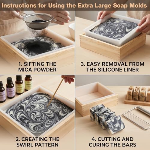 Homar Large Soap Molds- Square Silicone Soap Molds for Soap Making 8l 282oz 18lb DIY Handmade Soap Molds Making Kit