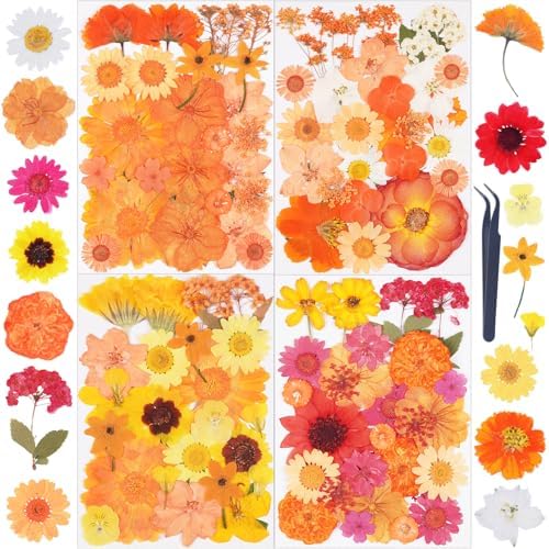 110Pcs Fall Dried Pressed Flowers for Crafts,Xinxinran Dry Flower Kit for Resin Molds,Epoxy Resin Accessories,Bookmark,Nails, Jewelry Molds,Candle Making Supplies,Soap,Frame