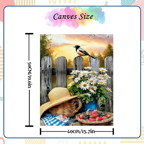 Jiqinsiye Flowers Paint by Numbers Kit for Adults,Hat DIY Painting Kits on Canvas,Fruit Color by Numbers,Large Adult Paint by Number for Gifts,Home Wall Decor