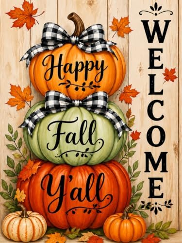 Colorful Pumpkin Diamond Art Kits for Adults, Full Round Diamond Painting