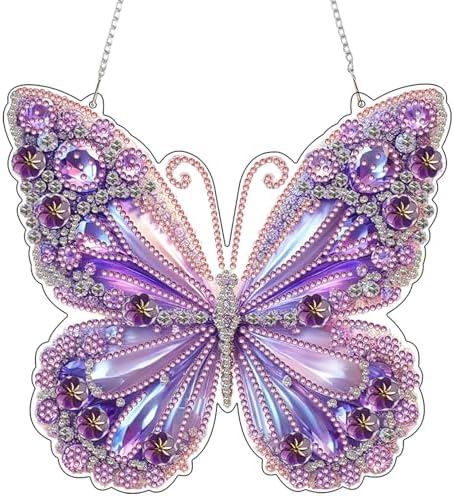 ARPADAMO Hanging Diamonds Art kit for Adult,DIY Butterfly Pendant Diamonds Painting Art Kit, 7.8x7.8 inch Acrylic Diamonds Painting Board Kit Ornament, Special Crystal Diamond Hanging Ornament