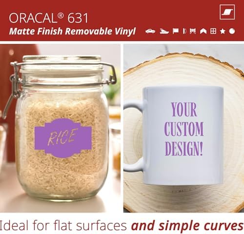 ORACAL 631 Matte Lavender Vinyl Durable Roll Easy to Weed Permanent Adhesive Craft Vinyl for Plotting Machines, Decals & DIY Projects 12” x 15ft + Transfer Tape 12" x 24"