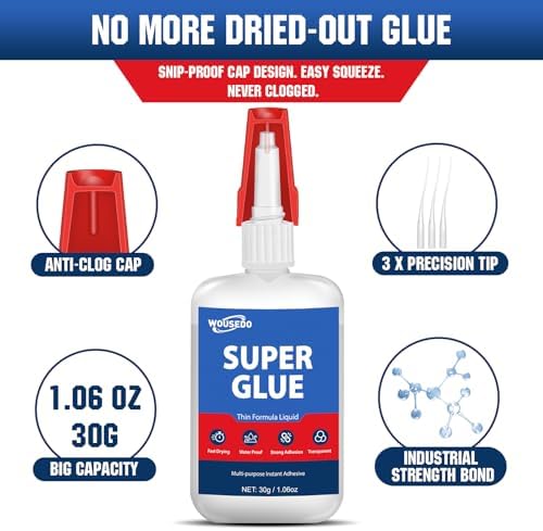 Super Glue Liquid 30g, Fast Bonding Instant All Purpose Crazy Glue