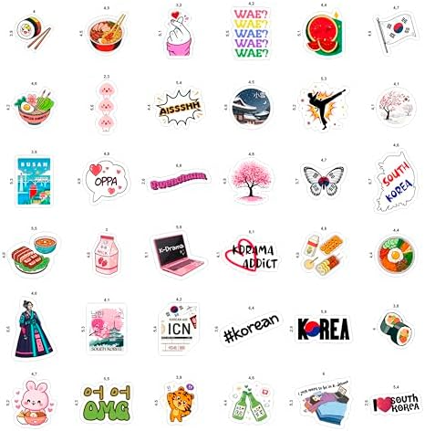 100Pcs South Korea Stickers for Luggage, Water Bottle - South Korean Gifts - Korean Party Supplies & Decorations - Korea Decals Waterproof - Gift for Women & Men