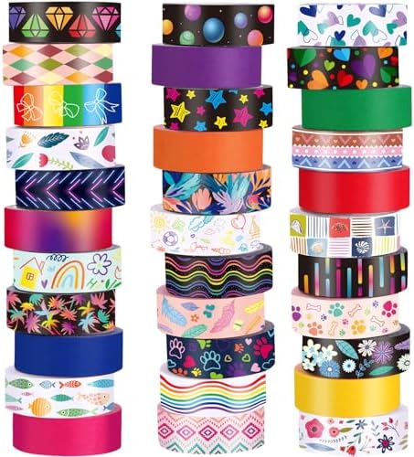 TaoBary 33 Rolls Washi Tape Set, 15mm Holiday Seasonal,Cool Style