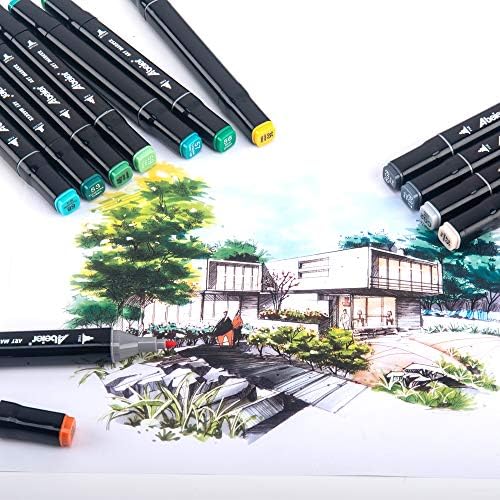 ABEIER 80 Colors Alcohol Based Markers, Dual Tip Drawing Markers Set, plus 1 Colorless Blender Pen, Permanent Sketch Animation Marker for adults, Plumones, Coloring and Artist Illustration