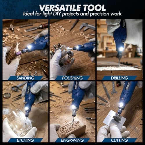 Mini Cordless Rotary Tool 5 Speed and USB Charging Rotary Tool Kit with 448 Accessories, Multi-Purpose 3.7V Power Rotary Tool for Engraving Sanding, Polishing, Drilling, Etching, DIY Crafts