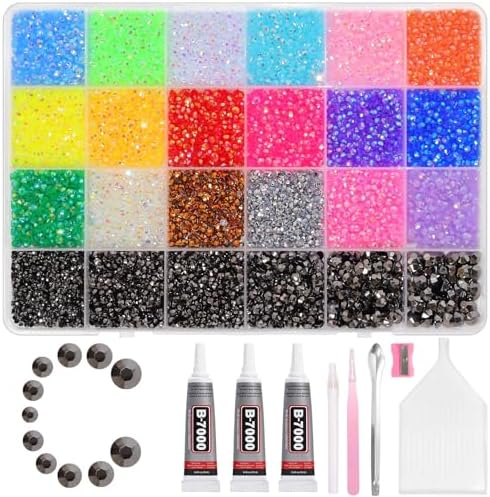 28000 Pcs Color Rhinestones Bedazzling Kit, Black Resin Bedazzling Gems