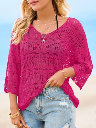 Saodimallsu Womens Crochet Cover Up Sweater Tops
