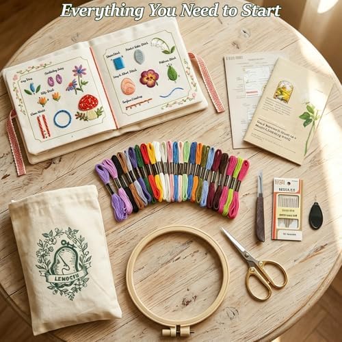 Lemosyu Embroidery Stitch Book Kit for Beginners with 44 Practice Pages