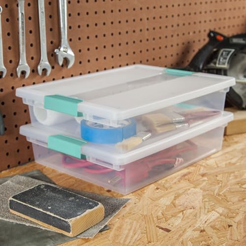 Sterilite Clip Box, Stackable Clear Plastic Bins- Large, 6-Pack | Storage Containers with Latching Lids for Writing, Arts or Crafts Supplies - Home, Office, Classroom & Workshop Organization