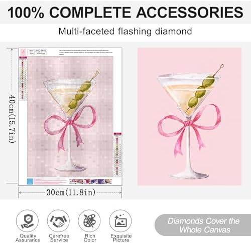 Cocktail Diamond Art Kits for Adults, Diamond Painting Kits for Beginner