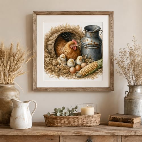 Diamond Art Kits for Adults,Farm Chicken Diamond Painting Kit 13.8X13.8inch
