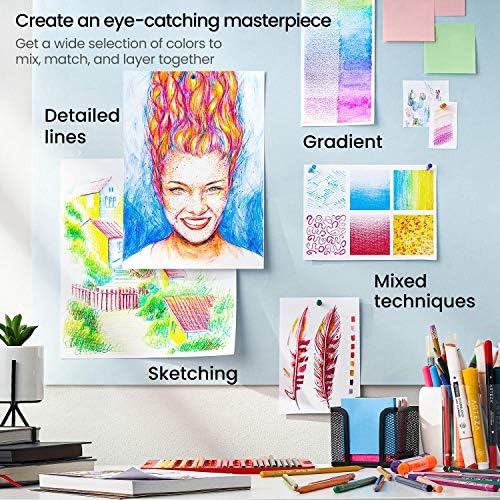 ARTEZA Watercolor Pencils, Set of 48, Water-Soluble Pencils for Drawing