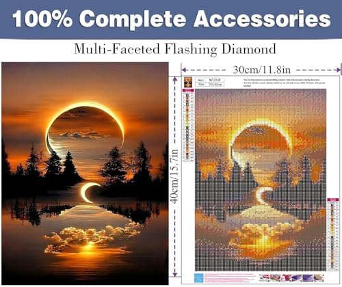ijbnhd Diamond Art Kits for Adults Moon Diamond Painting Kits 12X16in