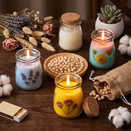 30 Pack 7oz Glass Jars with Cork Lids & PE Lids, Yogurt & Candle Jars