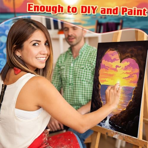 Tinlade 12 Pcs Pre Drawn Canvas for Painting Stretched,Sea Sunset