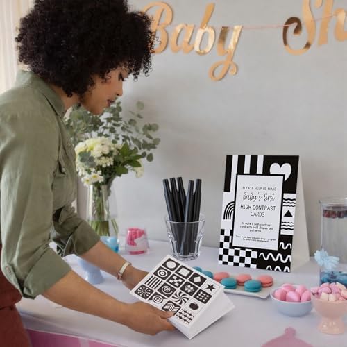 Sinload 56 Pcs Baby Shower DIY High Contrast Card Games, Simple
