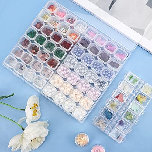 Segbeauty 56 Grids Clear Plastic Organizer Box, Gem Jewelry Storage Container with Dividers, Bead Organizer Earrings Storage Box Seeds Craft Organizers Screw Tool Boxes for Small Parts