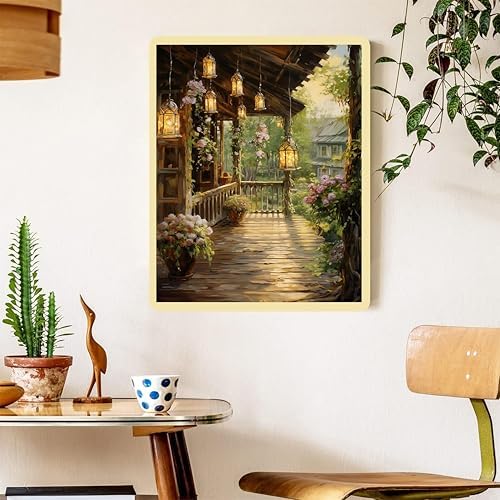 Landscape Paint by Numbers for Adults with Framed Canvas - Wooden Easel