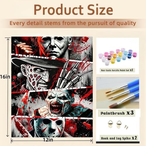 VIGEGU Horror Paint by Numbers Kit for Adults Beginner 12x16 Inch