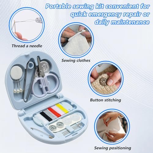 Yasdyri 4 PCS Mini Sewing Kit with Threads Scissors Hand Sewing Needles
