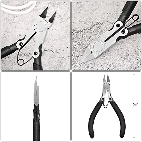 BOENFU 5 inch Flush Cutters Precision Wire Cutters Wire Snips | Small Wire Nippers, Ideal for Jewelry Making, Crafting, 3D Print, Model, Zip Ties, Electronics