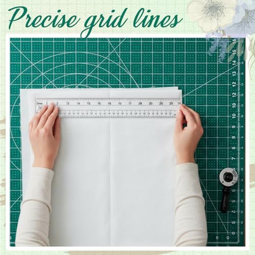 Teenyyou 18" x 24" Self Healing Travel Folding Cutting Mat with Grid for Quilting Sewing Craft Hobby Board Sewing Cutting Mat for Quilting Leather Fabric Crafting Scrapbooking Art Clay, A2+, Green