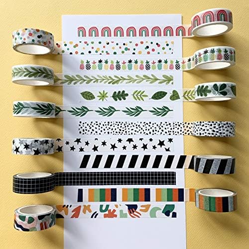 12 Rolls Washi Tape Set for Journaling, Scrapbooking & Decorative Crafts
