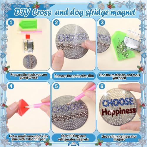 Motipuns 30 Pcs Diamond Magnets,Winter Sweater,Sky Blue