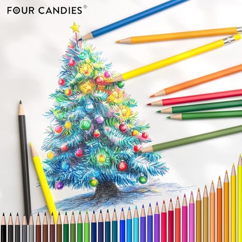 Four Candies 2.6MM Erasable Mechanical Colored Pencils with Sharpener 36PCS | Twistable Colored Pencil Set with Storage Bag, Drawing Color Pencils for Adults Coloring, Sketching, Crafts and Creative Art
