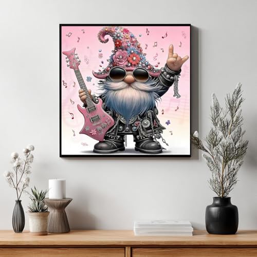 CRZMODE Gnome Paint by Numbers Kit for Adults, Music Gnome Paint by Numbers for Adults, Acrylic Painting Crafts for Home Decor Gift (16x16inch)