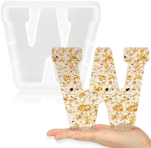 Gartful 7 Inch Large Letter Molds for Resin, 3D W Capital Alphabet Epoxy Resin Mold, A to Z Thick Resin Letter Molds for Making Letters, Word Sign Art, DIY Crafts, Making Cake, Party Home Decor