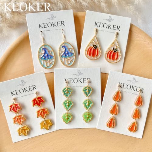 Keoker Fall Polymer Clay Cutters, 5 Shapes Enamel Style Fall Clay Earring Cutters, Pumpkin Polymer Clay Cutter Fall