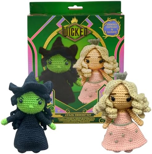 Innovative Designs Wicked Crochet Kit for Beginners, DIY Crochet Kits for Adults, Teens, Kids, Instruction Manual – Elphaba and Glinda