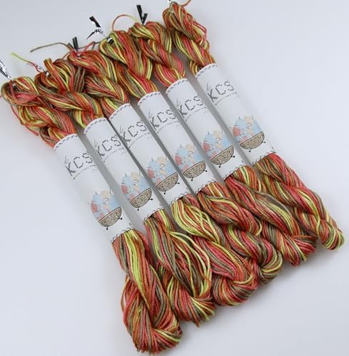 KCS Big skeins of 25 Meters Size 25 Color Variegated Cross Stitch Stranded Threads,6 skeins,4510