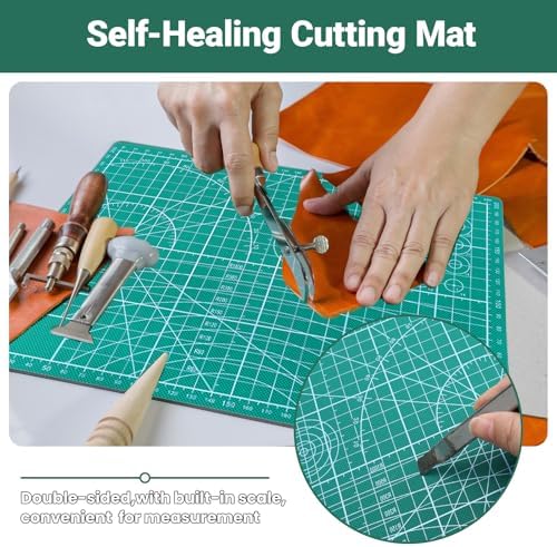 4 Pcs Leather Punch Pads, A4 Self Healing Cutting Mat, Sound Absorbing Pad and Leather Cutting Mat, Cutting Hole Punch Stamping Tool for Leathers Working DIY Crafts
