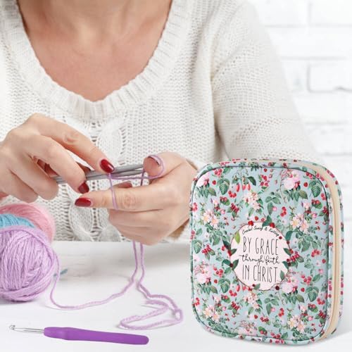 Crochet Hook Case,Portable Zipper Storage Organizer Bag for Crochet Hooks, Knitting Needles, Project & Sewing Supplies, Lightweight,Easy to Hold (No Accessories Included).Green Red Gruit