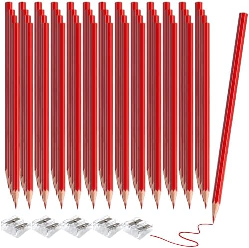 60 Pack Bulk Red Colored Pencils for Kids, Pre-sharpened Art Pencils Back to School Supplies Set, Drawing Sketching Pencils for Students, Teachers, Classroom