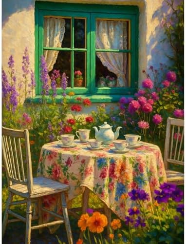 Canrichshop Paint by Numbers Kit for Adults-Garden Paint by Number,DIY Acrylic Oil Painting Beginners Unframed,Adult Paint by Number on Canvas for Decor 16x20inch