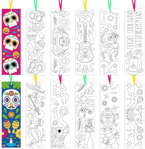 Day of the Dead Color Your Own Bookmarks, Coloring Blank Bookmarks for Kids