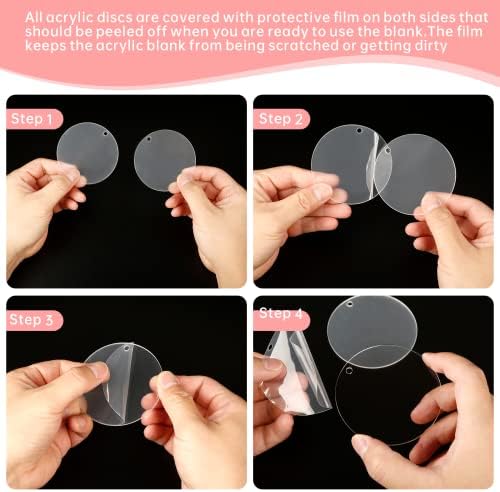 1.5 inch Clear Small Circles Acrylic Blank | 100 Pcs，2mm Thick, with Holes,Mini Hanging Jewelry Keychain Labels DIY Crafts